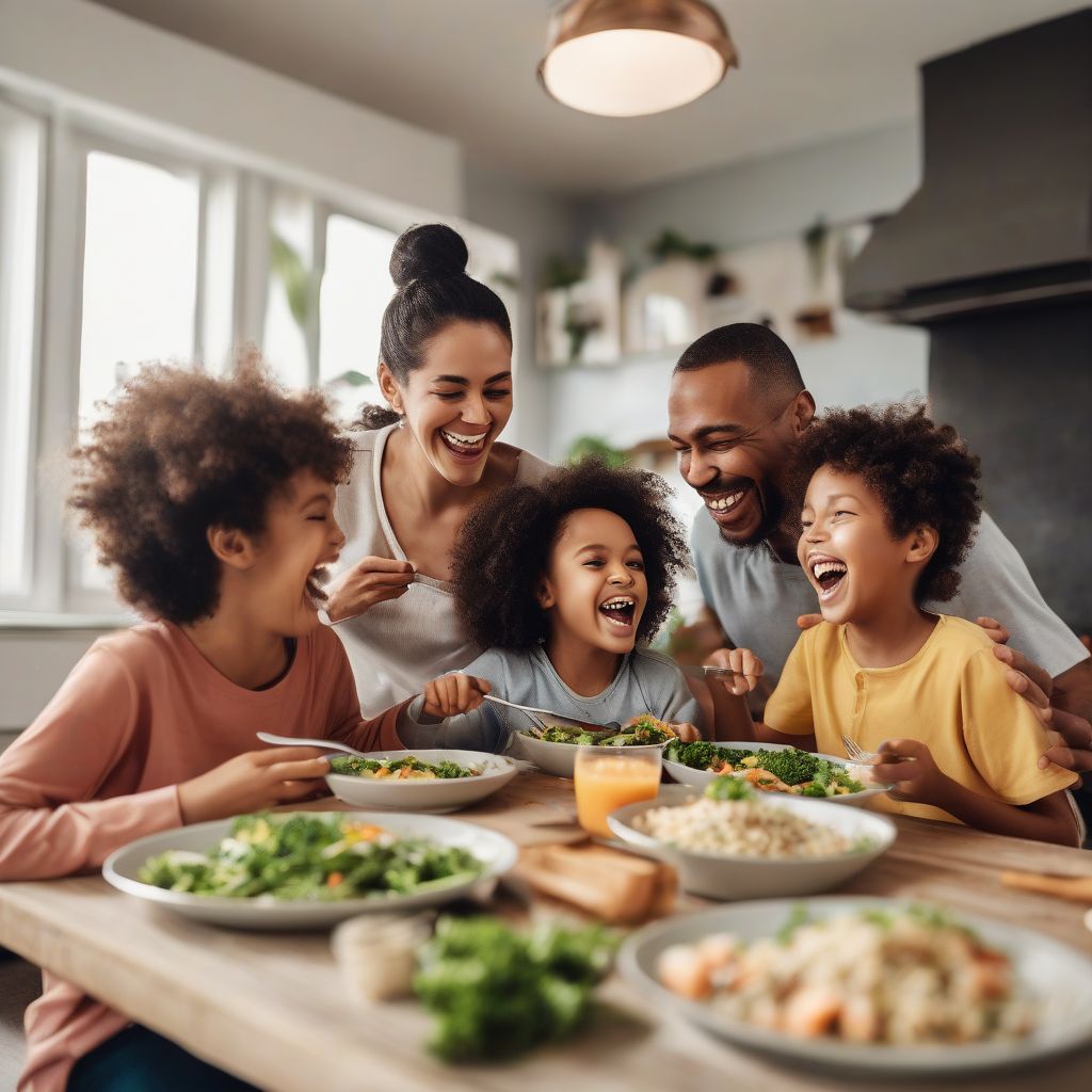 Family enjoying healthy meal together