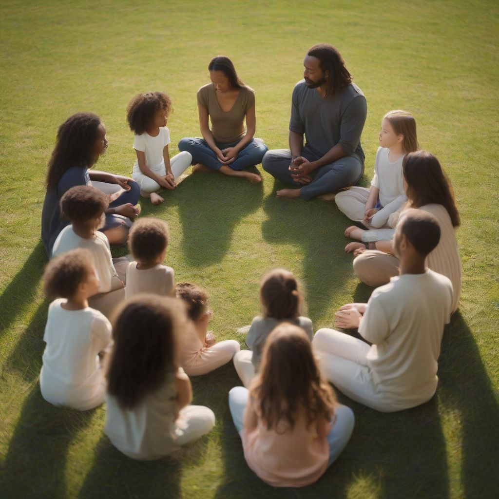 Parents and Children Meditating Together